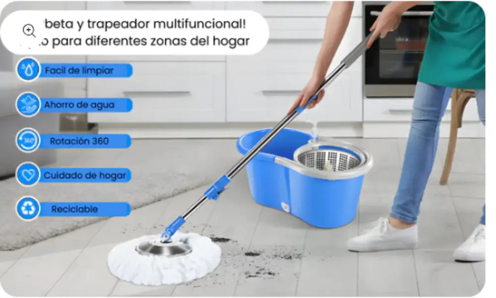 SpinMop - Trapero Giratorio Magico Con Balde 360° -  [PROMOCIÓN DISPONIBLE SOLO HOY]